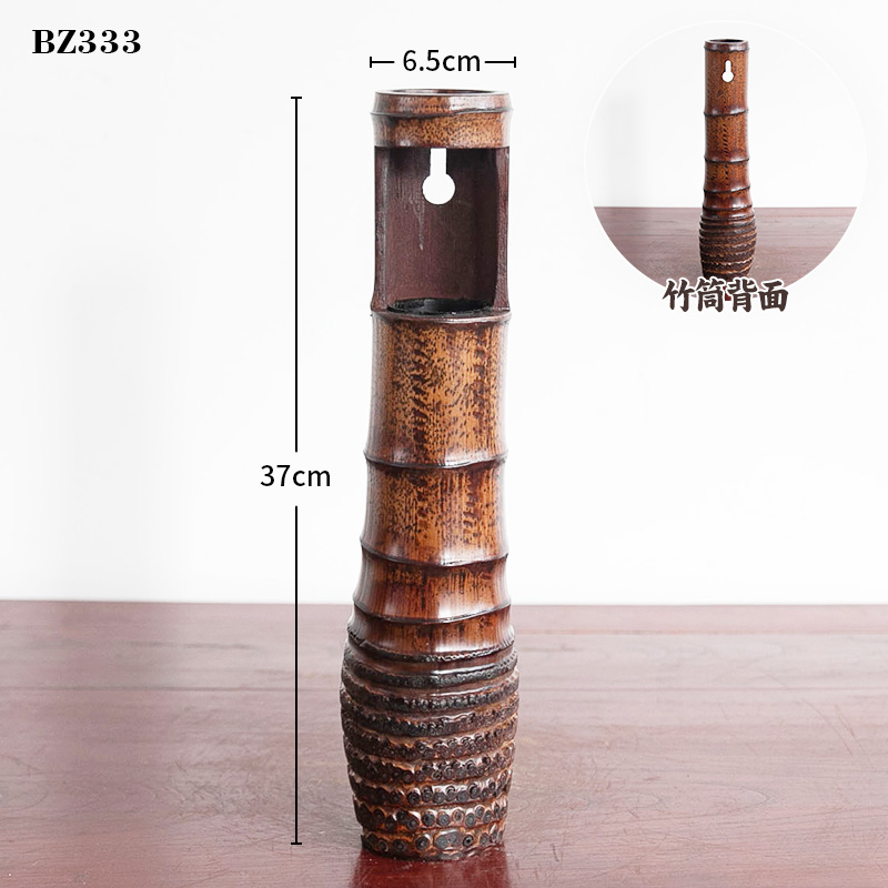 竹筒花器墙面壁挂竹制花瓶禅意中式日式插花器皿客厅桌面摆件装饰
