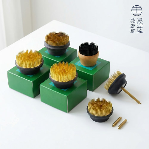 日本进口剑山富士型铜针 新风体锥形黑针池坊花器专用插花底座针