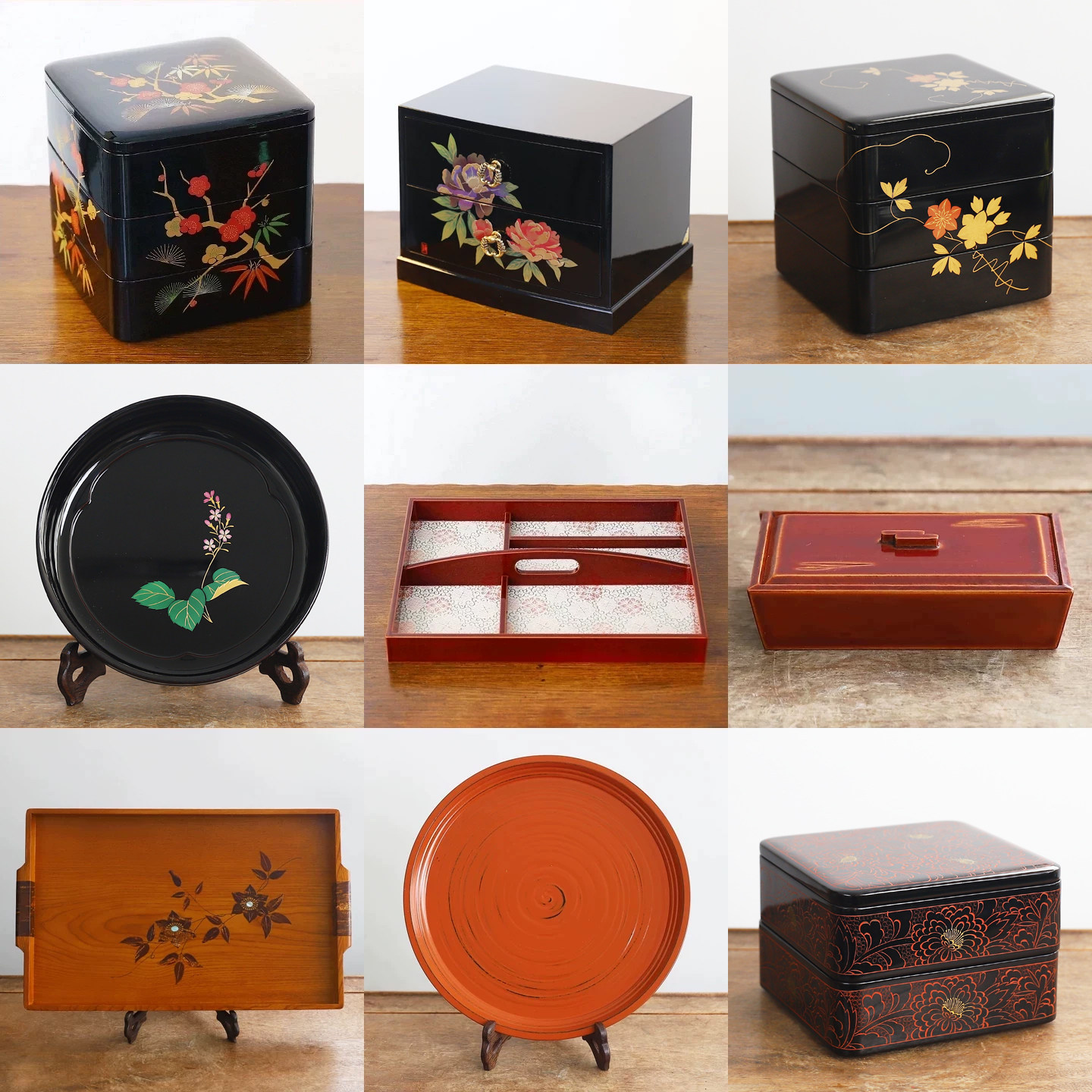 日本回流木质漆器花器漆盒精美日式食盒木制漆盘老物件收藏品摆件