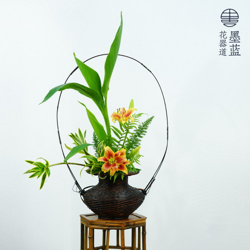 池坊牡丹笼手工竹编花篮特大
