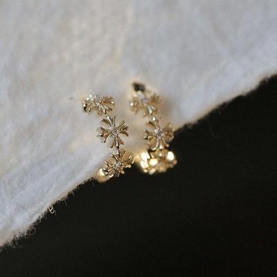 韩国纯10K14K金耳环小十字架耳环