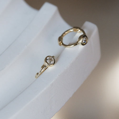 韩国10k14kmini小小单钻耳骨环