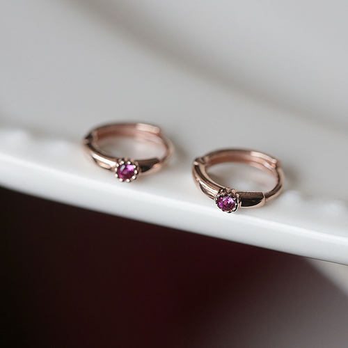 白小c韩国黄金10k单颗玫瑰金K金