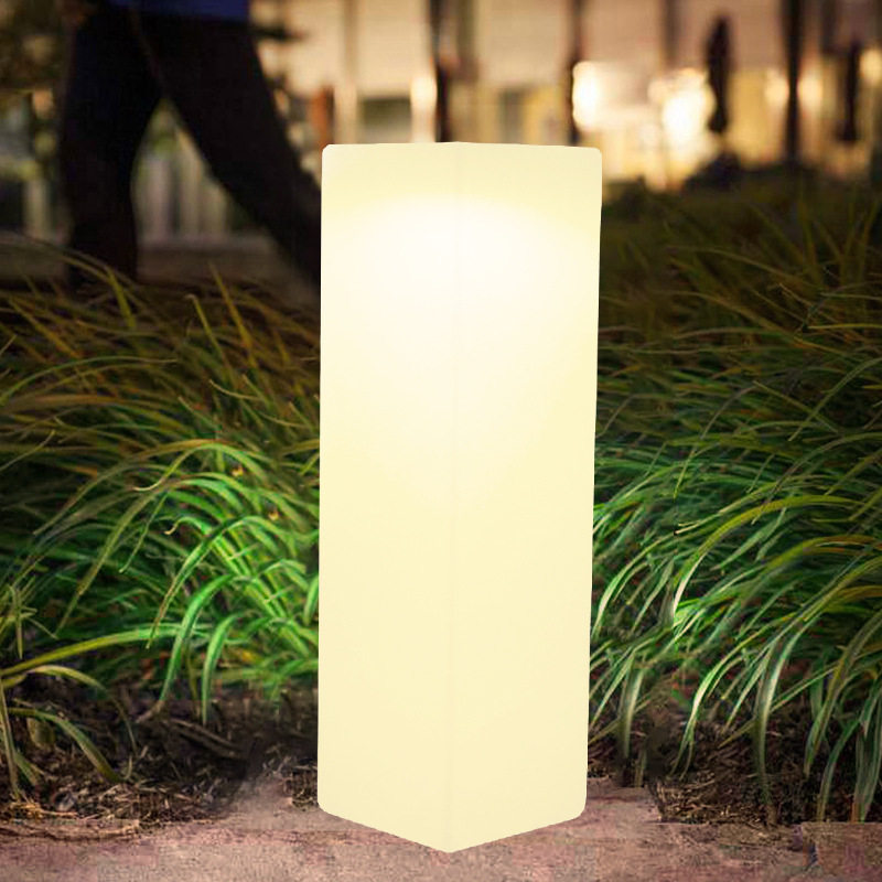 创意户外方柱体太阳能充电led景观灯别墅庭院七彩遥控防水草地灯