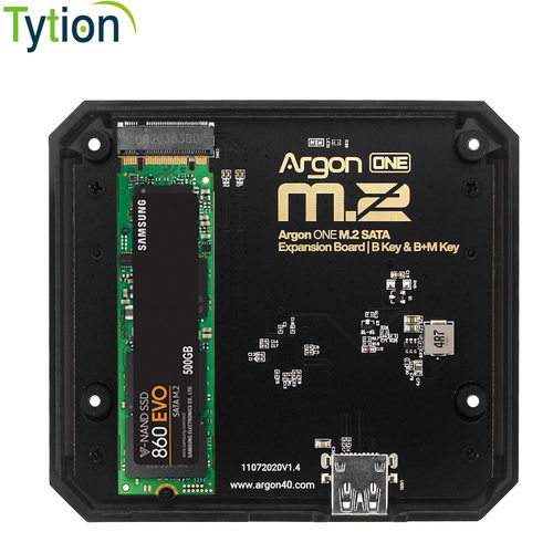 树莓派4B开发板SSD固态硬盘扩展板M.2 SATA NVMe Argon oneV2下盖