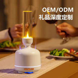 新品火烛香薰机加湿器精油熏香双喷雾声波复古烛灯礼品创意