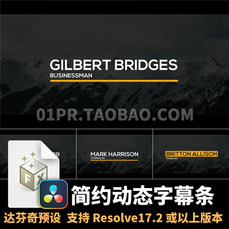 达芬奇预设 简约简单线性动态字幕条动画文字