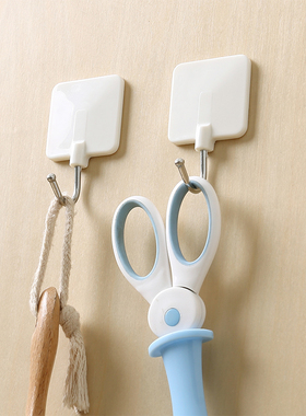 KM.206.日式经典款粘钩白色塑料挂钩贴壁衣钩带不锈钢钩头黏胶钩