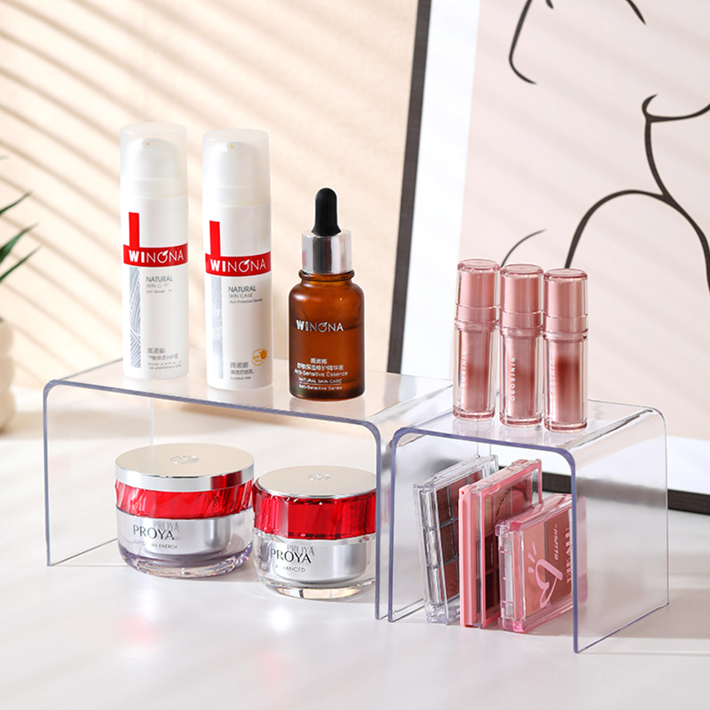 桌面收纳盒化妆品整理盒梳妆台护肤品置物架透明日式加厚
