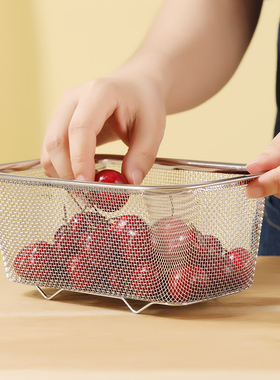 厨房水槽沥水篮不锈钢残渣洗蔬菜水果滤水盆长方形家用多功能8069