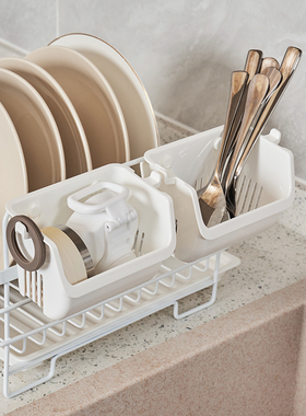 挂杆迷你置物架碗碟架侧挂式沥水篮餐具收纳篮日式小物挂架.5269