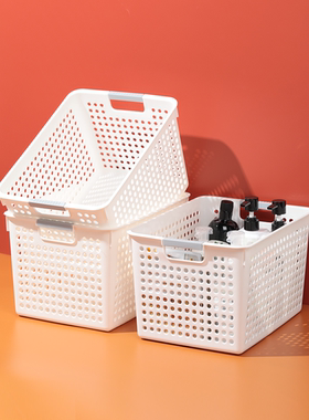 5940.洞洞篮 经典款杂物整理筐带提手可视化收纳篮大号储物箱塑料