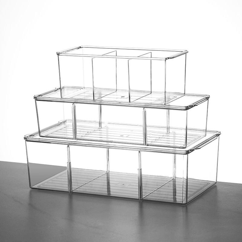 亚克力分格收纳盒桌面带盖