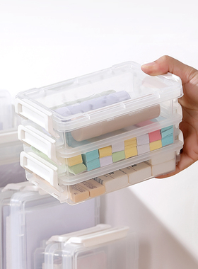 文具收纳盒整理盒透明连扣桌面儿童绘本文件文具书本整理盒带盖子