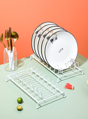 铁艺盘子收纳架 浅款圆形盘立式整理展示架子 米木日式家居 2068