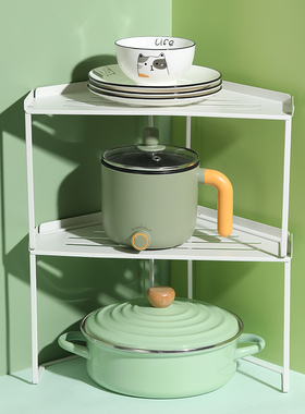 灶台三角形置物架厨房角落转角可拆装收纳架橱柜可叠加铁架.4755