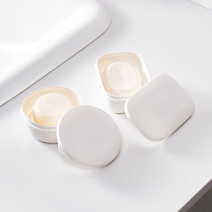 日式旅行用密封皂盒便携式防水香皂收纳盒-圆/方形可选 米木.1367