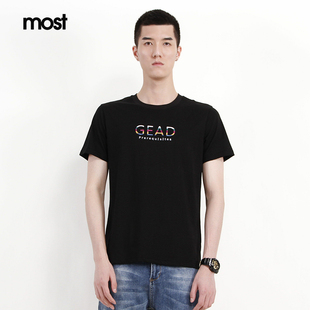 MOST/漠士潮牌短袖t恤个性时尚夏季男士圆领半袖潮流百搭修身上衣