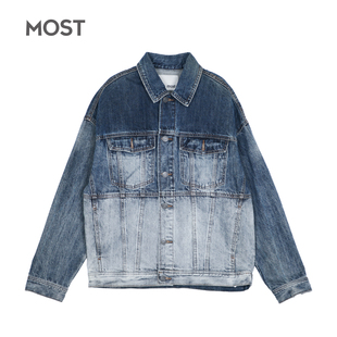 MOST漠士渐变牛仔外套男春新款蓝色牛仔夹克潮流牛仔服C008104022