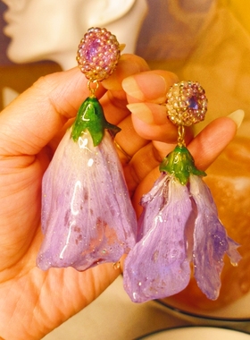 真花定制仙女系耳环耳夹耳钉