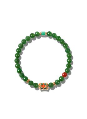 现货天然和田碧玉手链女巴基斯坦S925纯银镀18k金南红珐琅彩工厂