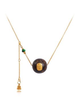 现货沉香项链女款S925纯银镀18k金20mm干青玉葫芦吊坠源头工