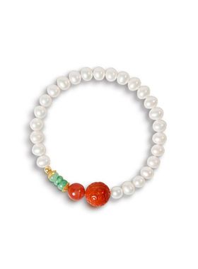 现货批发淡水强光珍珠手链女S925纯银风铃A货翡翠回纹珠手串工厂