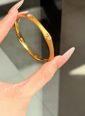 2025新款足金999点钻星芒手镯女版时尚镯子水贝黄金送礼