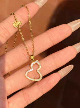 古法5D套链足金999水贝黄金双面钻葫芦套链项链新款2025送女友