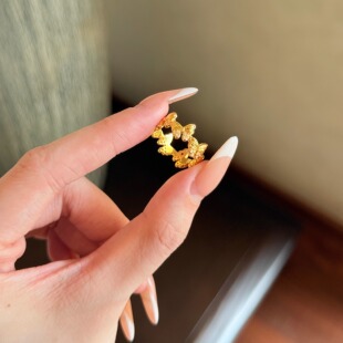 5D足金999镶嵌钻石梦蝶黄金戒指新款2025水贝黄金送礼送女友