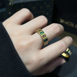 5D足金999点钻黑金麻将黄金戒指新款2025水贝黄金礼物送女友