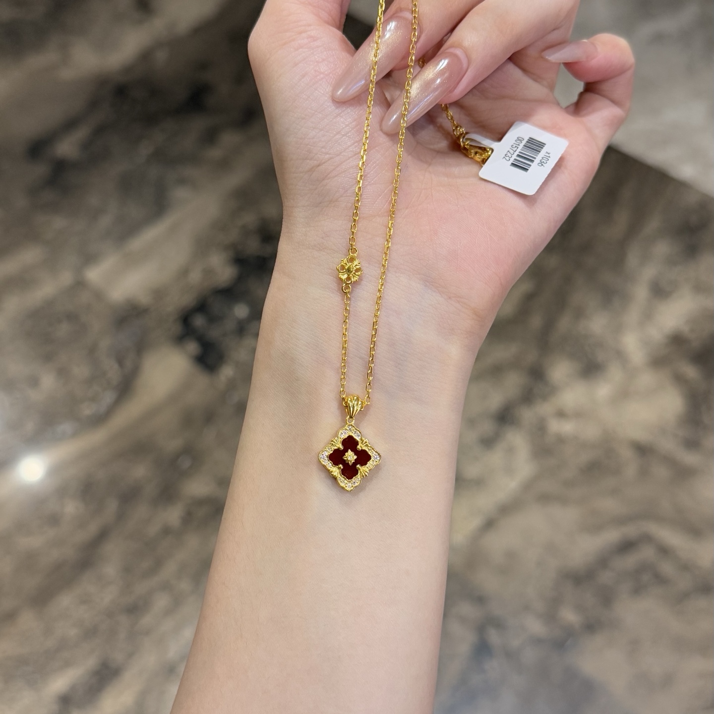 古法5D手串足金999水贝黄金布契满钻套链红色新款2025送礼送女友