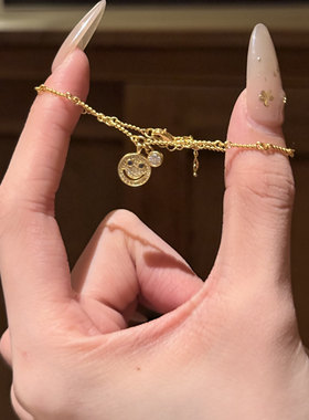 足金999水贝黄金笑脸泡泡手链