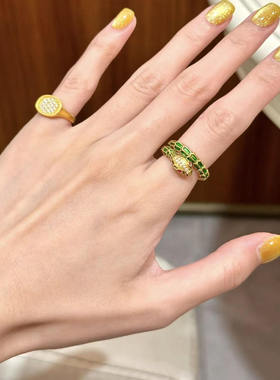 5D足金999点钻青蛇黄金戒指