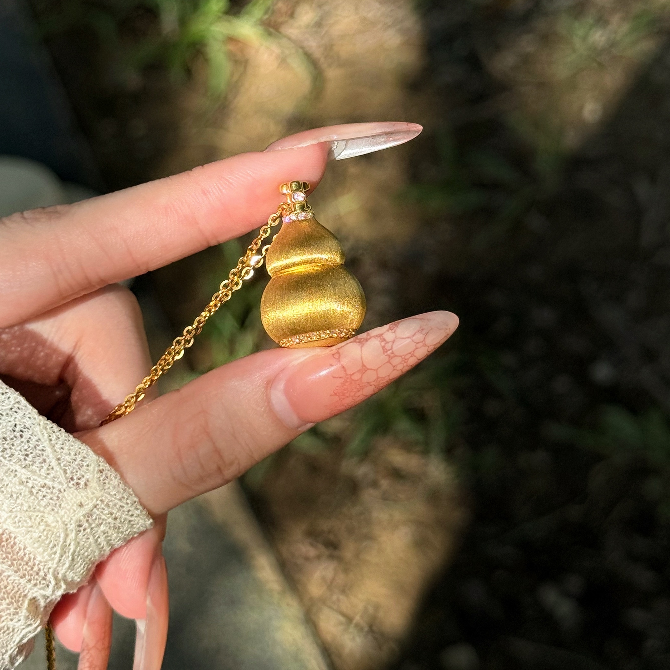 5D足金999点钻丝丝如意吊坠送礼送女友新款2025水贝黄金可选项链