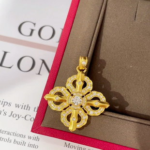 古法工艺足金999点钻十字金刚杵黄金吊坠黄金新款2025水贝黄金