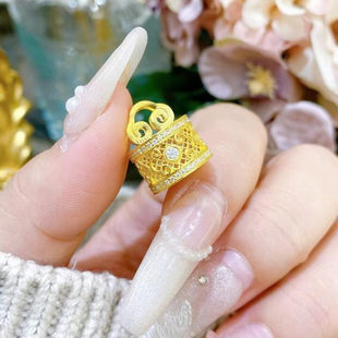 古法工艺足金999莫桑钻福字印章黄金吊坠黄金新款2025水贝黄金