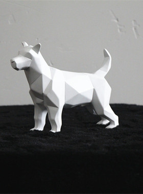 简约白犬家居客厅酒柜小摆件样板间儿童房小狗软装饰品树脂工艺品