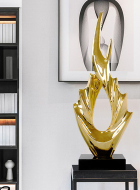 树脂艺术雕塑摆件酒店售楼处大堂过道走廊落地现代轻奢装饰工艺品