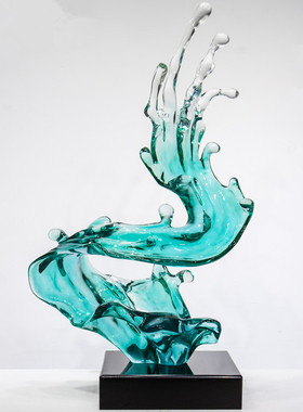 招财水花抽象雕塑摆件装饰酒店大堂客厅创意大型落地售楼处艺术品