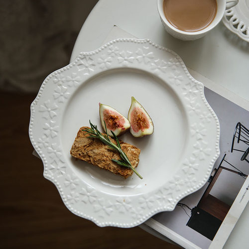 樱花立体浮雕陶瓷餐盘平