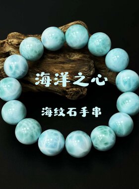 天然多米尼海纹石蓝水晶手链