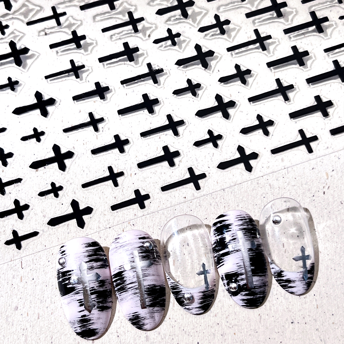 网红克罗心美甲贴纸简约朋克风