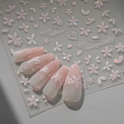 新款粉色樱花美甲贴纸
