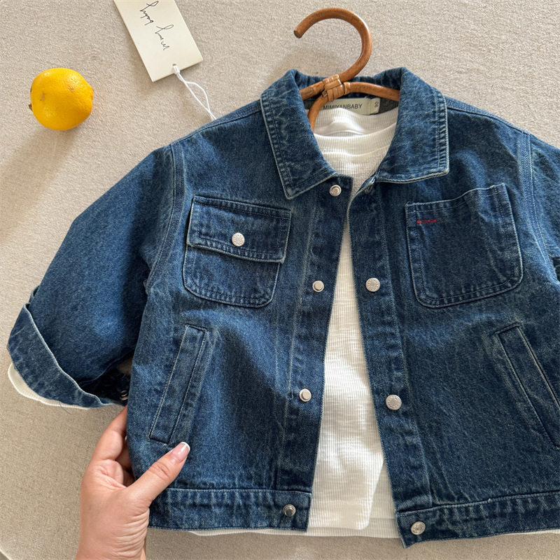 儿童外套2026春秋季新品男女童百搭纯色牛仔衣宝宝韩版外套潮
