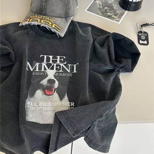 【T2】男童夏季新款潮酷上衣时尚韩系T恤卡通小狗印花短袖洋气百