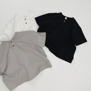 T恤童装 夏季 短袖 上衣 小童韩版 薄款 纯色休闲保龄衫 儿童polo衫