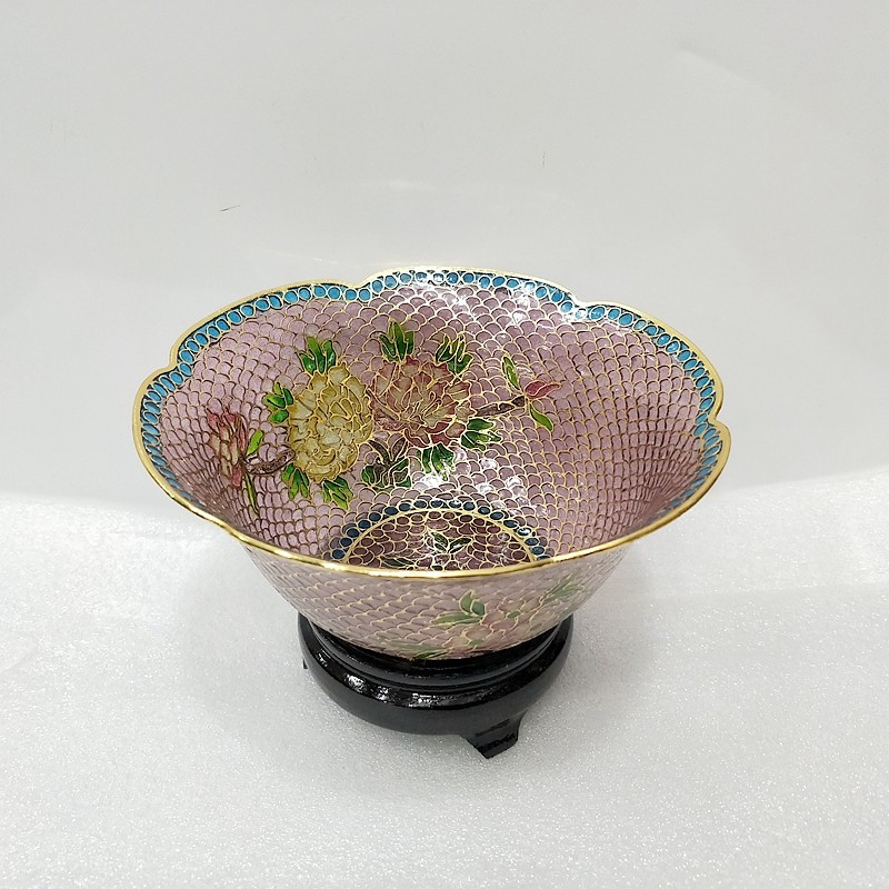 花边碗镀真金品质纯手北京景泰蓝