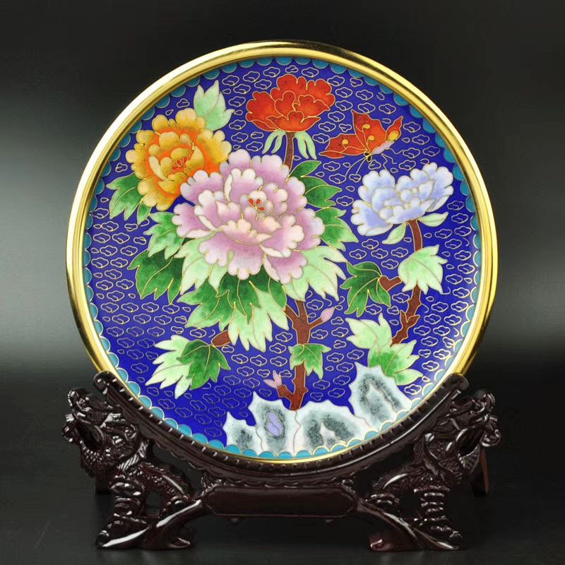 北京工艺品包邮正品景泰蓝盘子