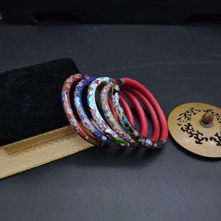 回流北京景泰蓝老货七十年代雕漆铜胎掐丝剔红女手镯古风珐琅首饰